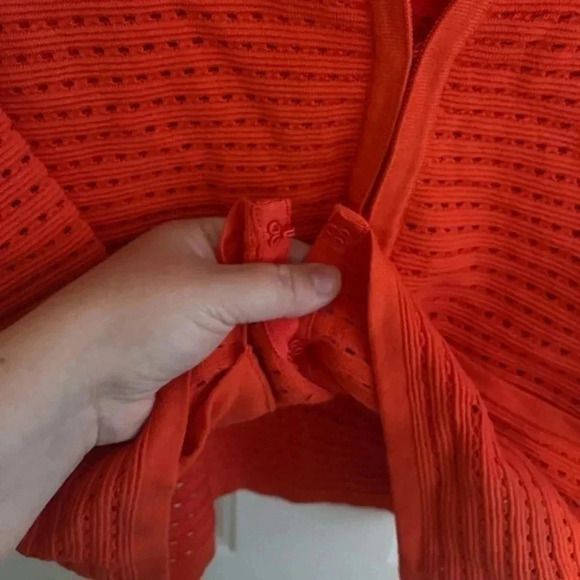 Karen‎ Millen Coral Boxy Cropped Ripple Texture Open Knit Cardigan Size 8 - Picture 6 of 7